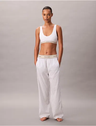 Calvin Klein Women's Cotton Poplin Stripe Pull-on Pants In White