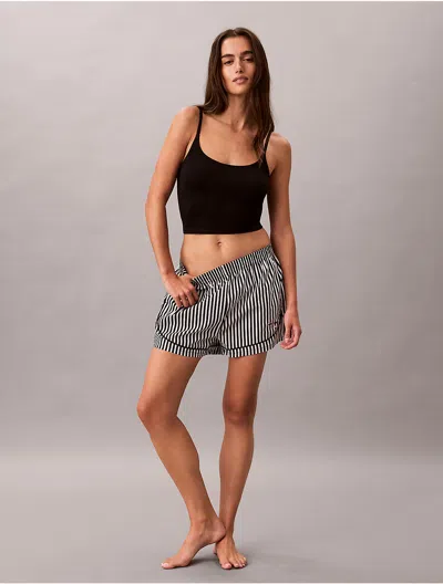 Calvin Klein Women's Cotton Poplin Track Sleep Shorts In Penny Stripe+black