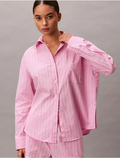 Calvin Klein Women's Cotton Poplin V-day Shirt In Pink