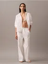 Calvin Klein Women's Cotton Poplin Wide Leg Pants