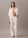 Calvin Klein Women's Cotton Poplin Wide Leg Pants In Classic White