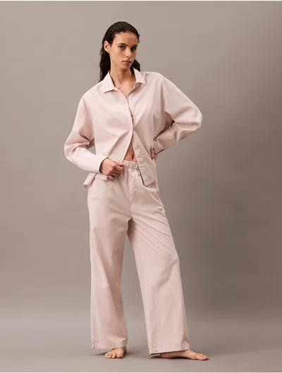 Calvin Klein Women's Cotton Poplin Wide Leg Pants In Steady Stripe
