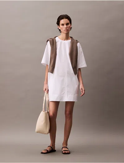 Calvin Klein Women's Cotton Relaxed Mini T-shirt Dress In Brilliant White