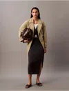 Calvin Klein Women's Smooth Cotton Rib Midi Skirt In Ebony