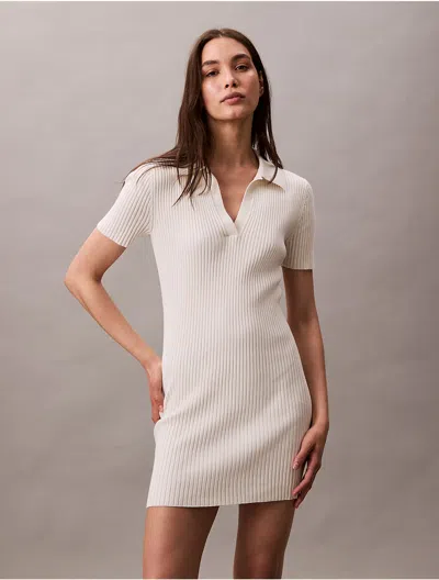 Calvin Klein Women's Cotton Rib Polo Mini Dress