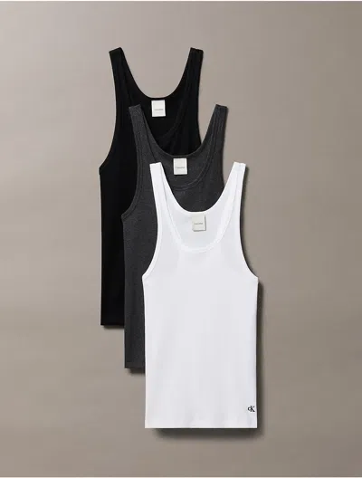 Calvin Klein Women's Cotton Ribbed 3-pack Tank Top In Gray