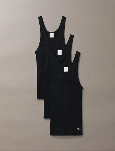 Calvin Klein Women's Cotton Ribbed 3-pack Tank Top In Black