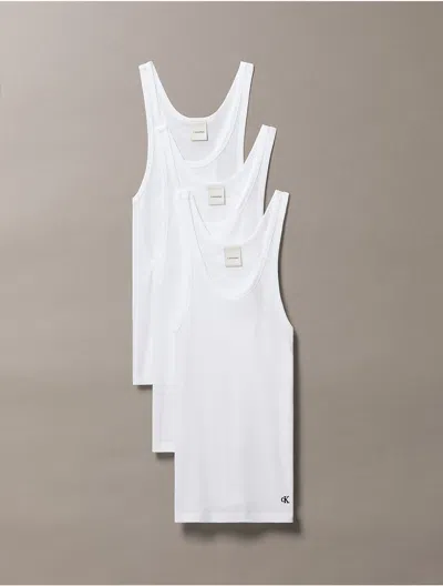 Calvin Klein Women's Cotton Ribbed 3-pack Tank Top In White