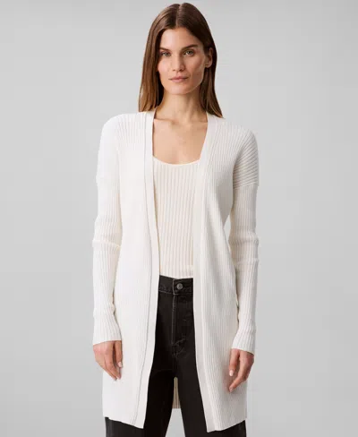 Calvin Klein Women's Cotton Ribbed Open-front Duster Cardigan In Tofu