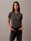 Calvin Klein Women's Cotton Silk Tee In Dark Slate Grey