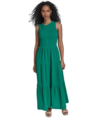 Calvin Klein Women's Cotton Smocked Tiered Maxi Dress