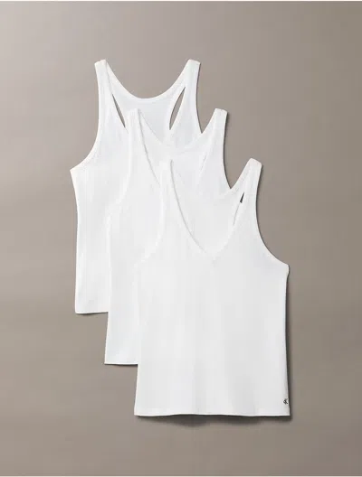Calvin Klein Women's Cotton Stretch Blend 3-pack V-neck Tank Top In White