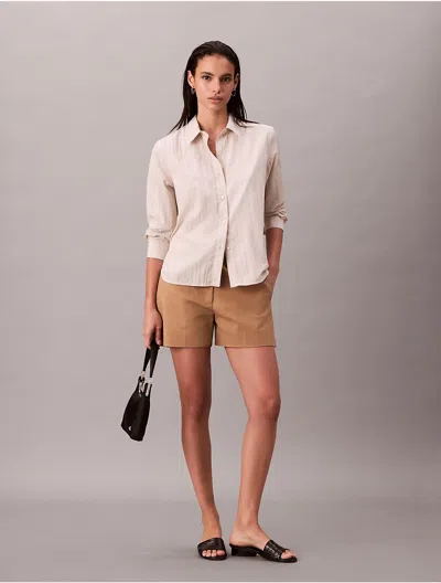 Calvin Klein Women's Cotton Stretch Chino Shorts In Neutral