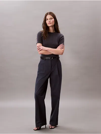 Calvin Klein Women's Cotton Stretch Pleated Chino Trouser