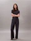 Calvin Klein Women's Cotton Stretch Pleated Chino Trouser In India Ink