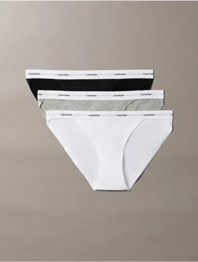 Calvin Klein Women's Cotton Stretch Rib 3-pack String Bikini In Animal Print