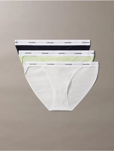 Calvin Klein Women's Cotton Stretch Rib 3-pack String Bikini In Multi