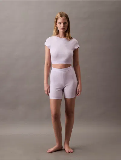 Calvin Klein Women's Cotton Stretch Rib Bike Shorts In Lilac Quartz