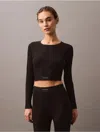 Calvin Klein Women's Cotton Stretch Rib Cropped T-shirt In Black