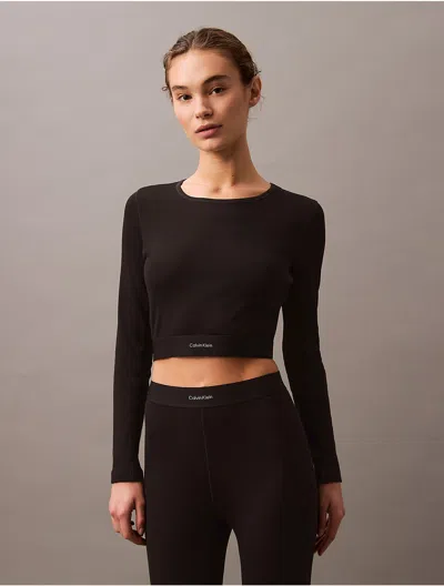 Calvin Klein Women's Cotton Stretch Rib Cropped T-shirt In Black