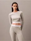 Calvin Klein Women's Cotton Stretch Rib Cropped T-shirt In Grey Heather