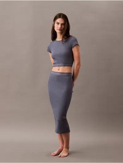 Calvin Klein Women's Cotton Stretch Rib Cropped Tee In Grisaille