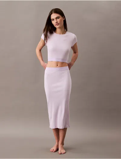 Calvin Klein Women's Cotton Stretch Rib Cropped Tee In Lilac Quartz