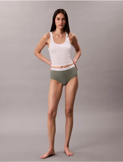 Calvin Klein Women's Cotton Stretch Rib High Rise Brief In Green