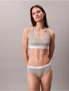 Calvin Klein Lightly Lined Rib Logo Bralette In Gray