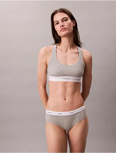 Calvin Klein Plus Size Modern Cotton Bralette In Grey Heather
