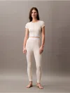 Calvin Klein Women's Cotton Stretch Rib Leggings In Oatmeal Heather