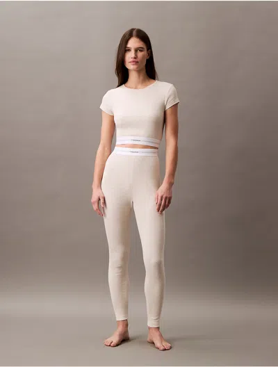 Calvin Klein Women's Cotton Stretch Rib Leggings In Oatmeal Heather