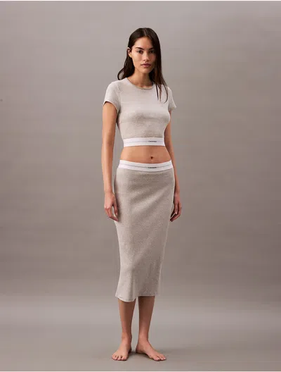 Calvin Klein Women's Cotton Stretch Rib Skirt In Grey Heather