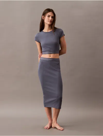 Calvin Klein Women's Cotton Stretch Rib Skirt In Grisaille
