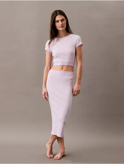 Calvin Klein Women's Cotton Stretch Rib Skirt In Lilac Quartz