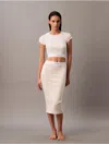 Calvin Klein Women's Cotton Stretch Rib Skirt In Oatmeal Heather