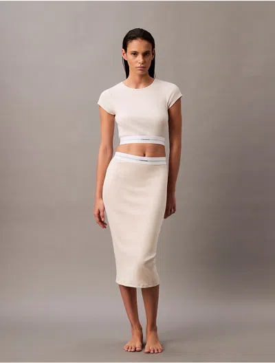 Calvin Klein Women's Cotton Stretch Rib Skirt In Oatmeal Heather