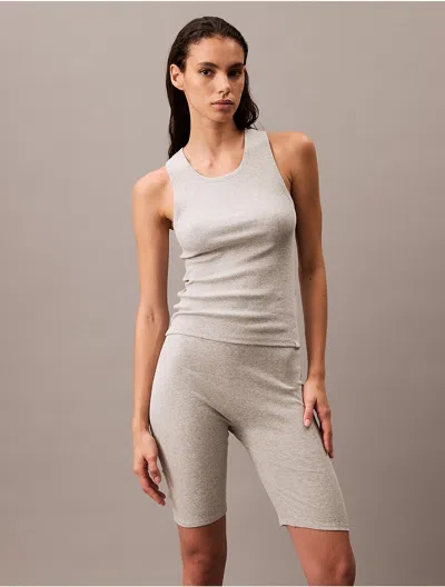 Calvin Klein Women's Cotton Stretch Rib Tank Top In Grey Heather
