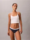 Calvin Klein Women's Cotton Stretch Rib Thong In Blue