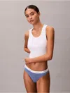 Calvin Klein Women's Cotton Stretch Rib Thong In Blue