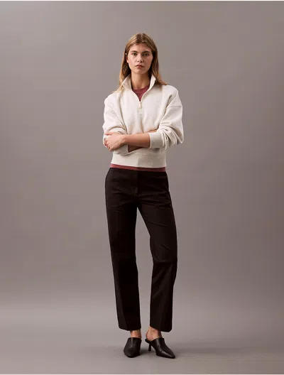 Calvin Klein Women's Cotton Stretch Straight Fit Chino Pants In Black Beauty