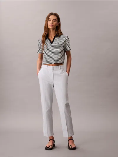 Calvin Klein Women's Cotton Stretch Straight Fit Chino Pants In Blue