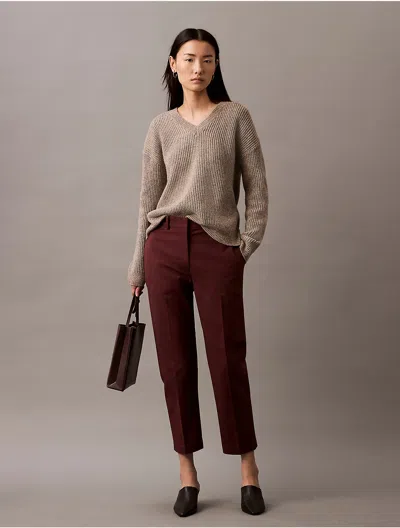 Calvin Klein Women's Cotton Stretch Straight Fit Chino Pants In Brown