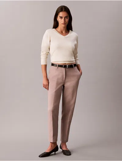 Calvin Klein Women's Cotton Stretch Straight Fit Chino Pants In Dusted Fox