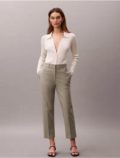 Calvin Klein Women's Cotton Stretch Straight Fit Chino Pants In Gray