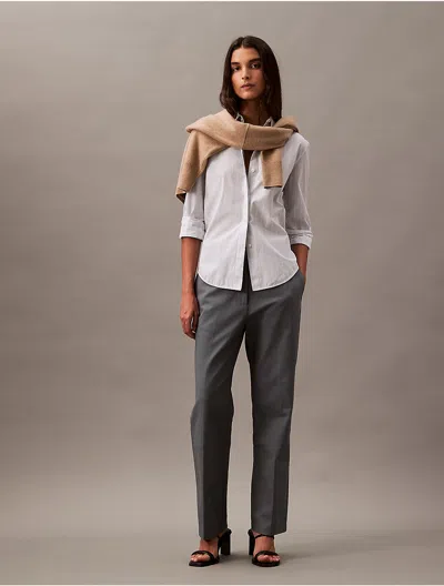 Calvin Klein Women's Cotton Stretch Straight Fit Chino Pants In Gray