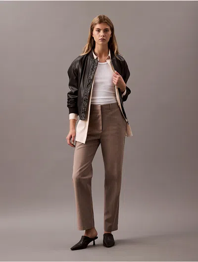 Calvin Klein Women's Cotton Stretch Straight Fit Chino Pants In Brown