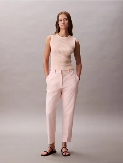 Calvin Klein Women's Cotton Stretch Straight Fit Chino Pants In Pink