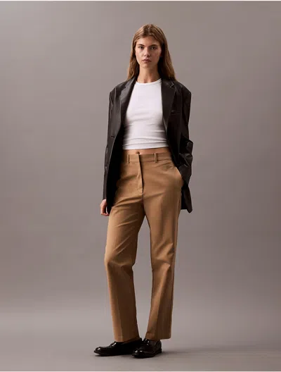 Calvin Klein Women's Cotton Stretch Straight Fit Chino Pants In Tigers Eye