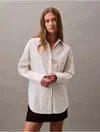 Calvin Klein Women's Cotton Stretch Stripe Relaxed Button-down Shirt